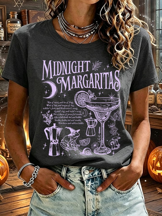 Women's Midnight Margaritas Print Casual T-shirt
