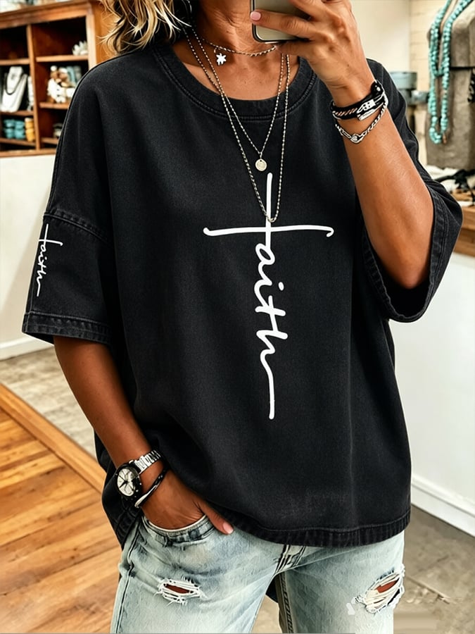 Women's God Is Good Faith Cross Print Hooded Sweatshirt