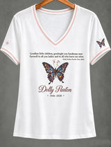 Women's Casual Country Music Singer Commemorative Print V-Neck Top