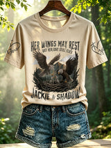 Retro Her Wings May Rest But Her Love Still Flies Jackie & Shadow Print T-Shirt