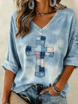 Women's God Is Good Faith Cross Print Hooded Sweatshirt
