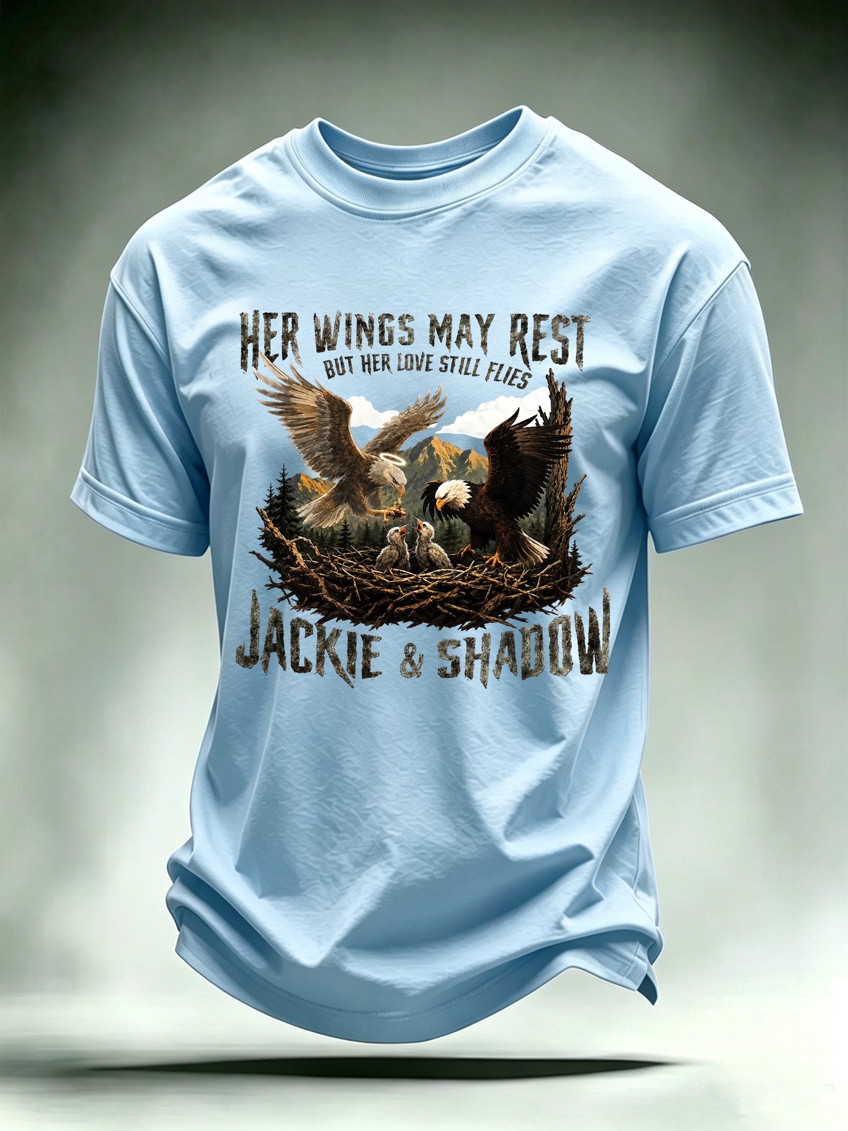 Men's HER WINGS MAY REST Print Crew-Neck T-Shirt
