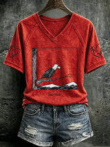 V Neck Retro Jackie Forever Our Queen Soar Free Print T-Shirt