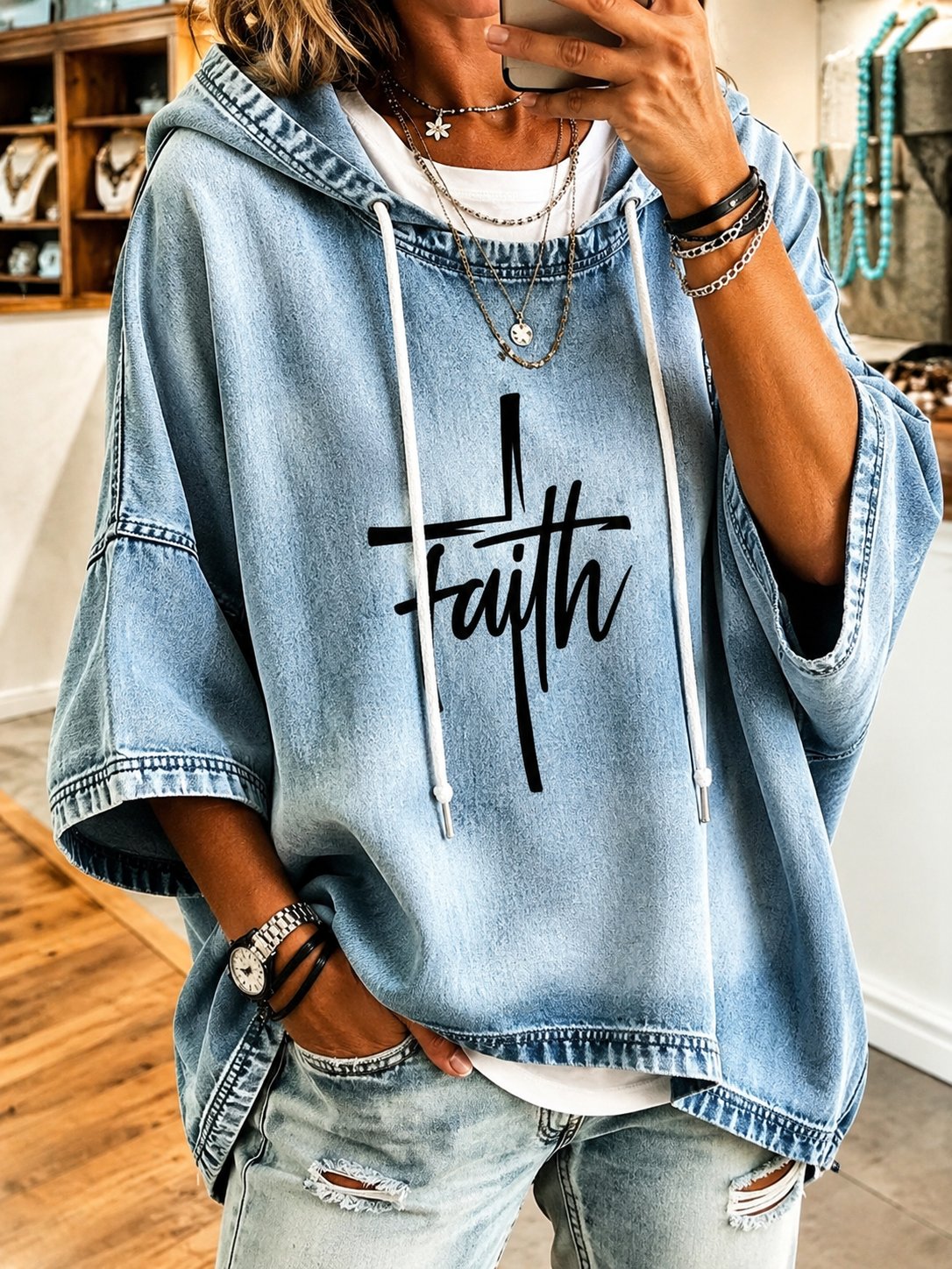 Women's  "Faith" Print Casual Top