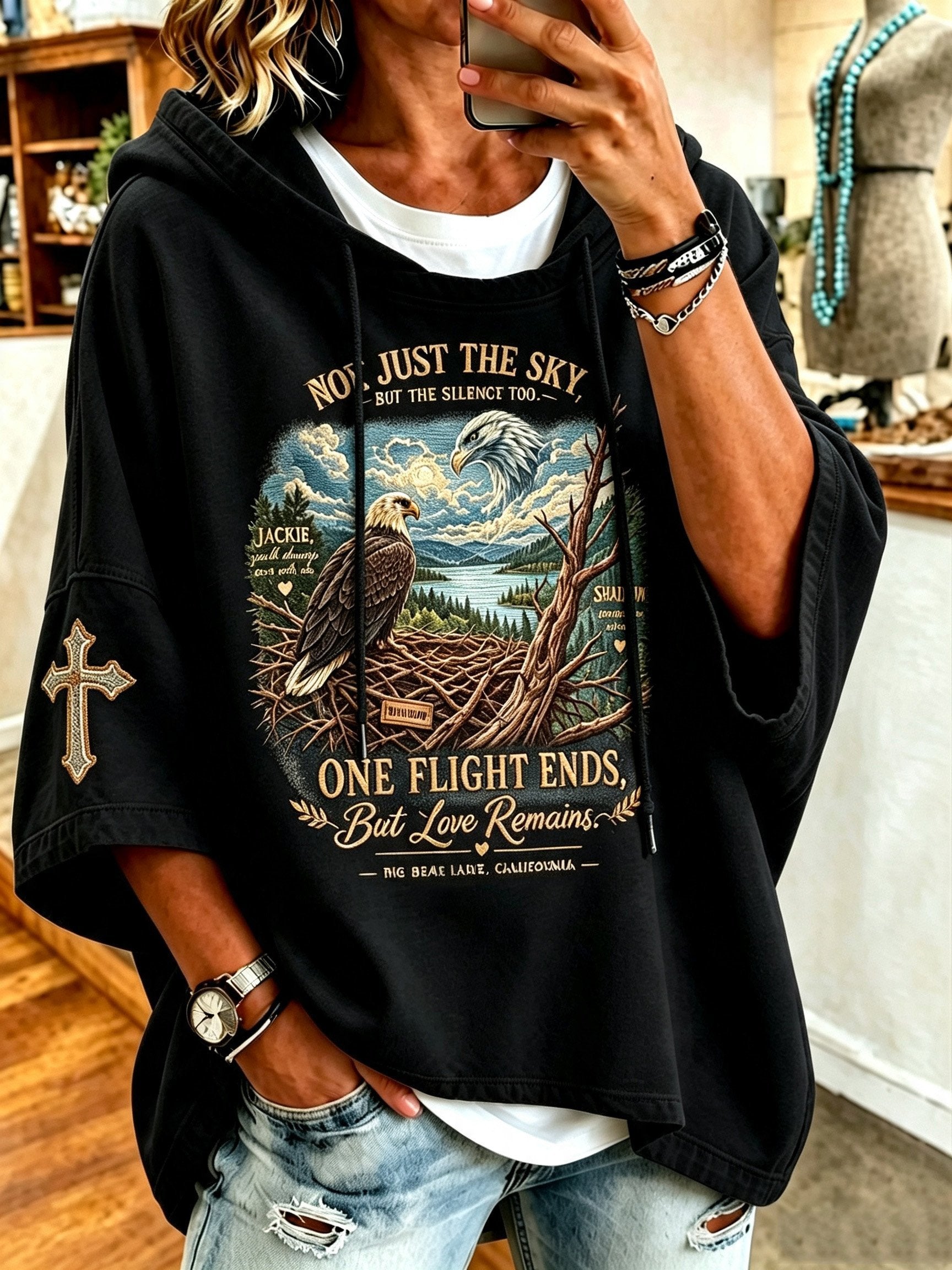 Women'S Casual Bald Eagle "Jackie" Print Top