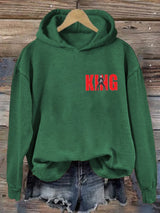 Retro King Of Rock Roll Print Hoodie