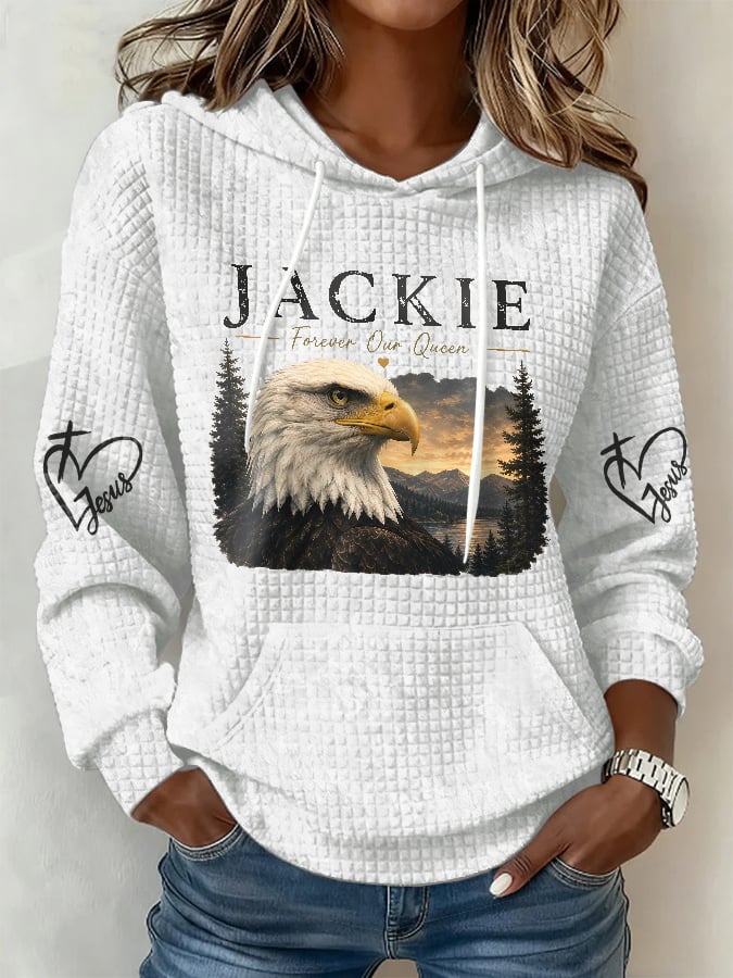 Retro Jackie Forever Our Queen Print Hoodie