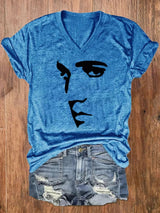 Women's Silhouette Print Souvenir V-Neck T-Shirt