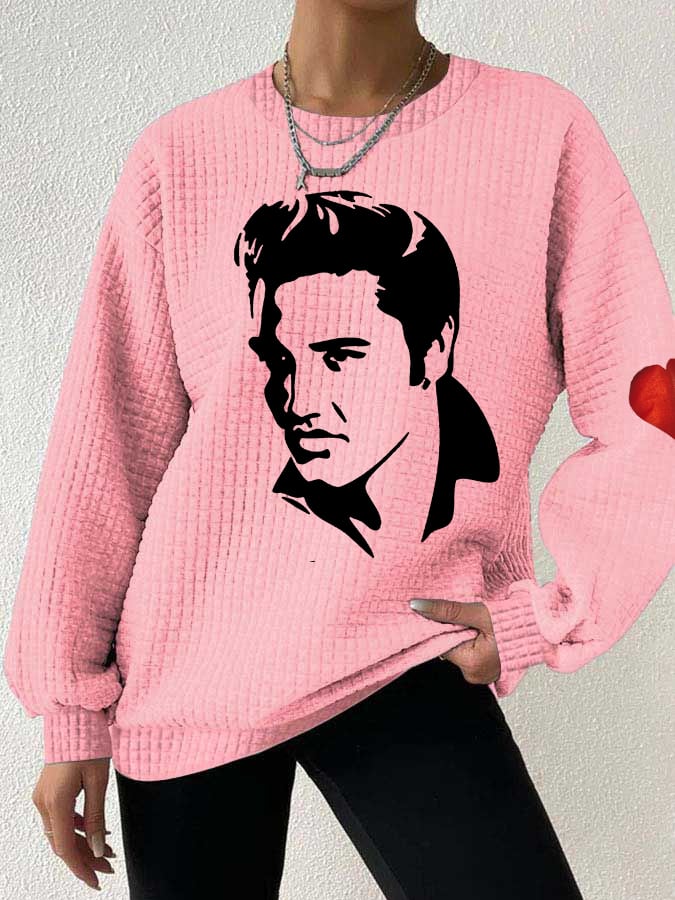 Women's Silhouette Print Souvenir Waffle Sweatshirt