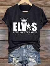 Retro King Of Rock Roll Long Live The King Print T-Shirt