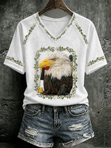 V Neck Retro Jackie Forever Our Queen Print T-Shirt