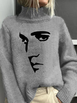 Retro King Of Rock Roll Print Sweater