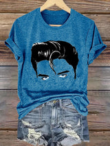 Retro King Of Rock Roll Print T-Shirt