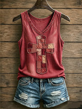 Women's God Is Good Faith Cross Print Top