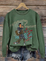 Retro King Of Rock Roll Print Sweatshirt