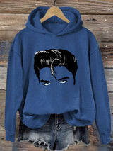 Retro King Of Rock Roll Printed Hoodie