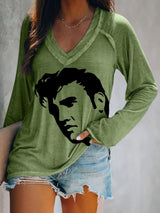 Women's Vintage Print V Neck T-Shirt