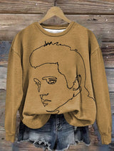 Women's King Of Music Print Crew Neck Long Sleeve Sweatshirt