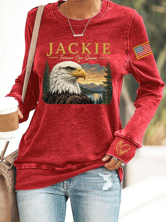 Retro Jackie Forever Our Queen Print Sweatshirt