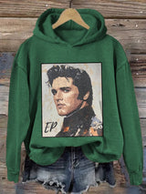 Retro King Of Rock Roll Print Hoodie