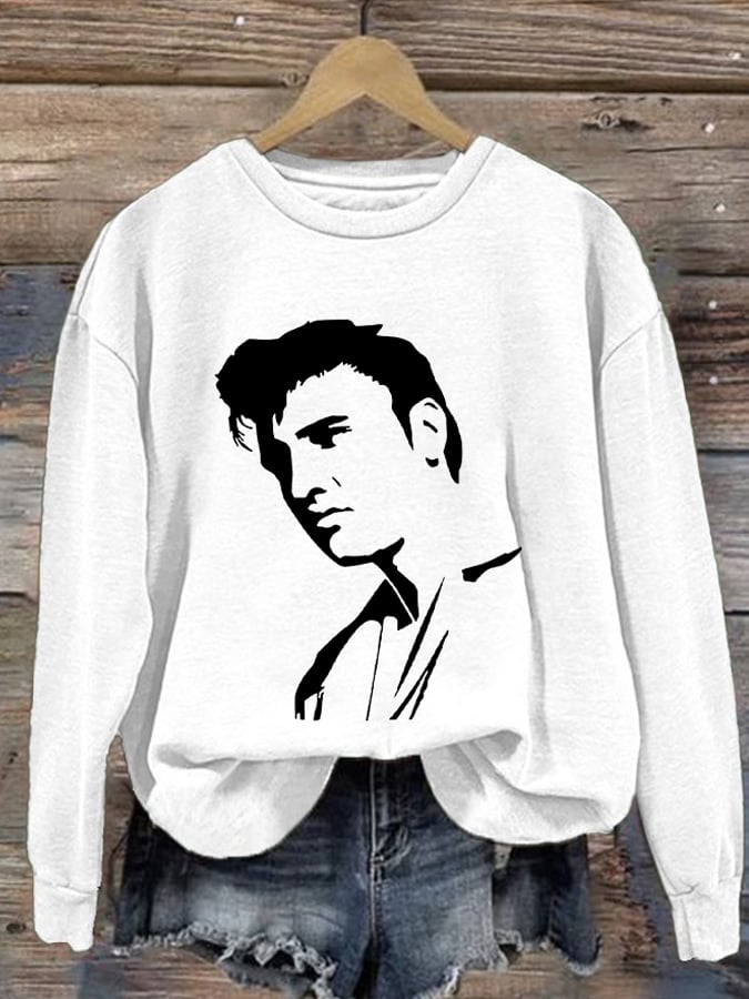 Retro King Of Rock Roll Print Sweatshirt