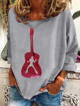 Retro King Of Rock Roll Print Sweatshirt