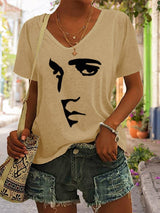Women's Silhouette Print Souvenir V-Neck T-Shirt