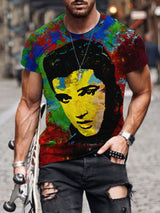 Men's Oil Painting Legendary Actor Singer Print Tee