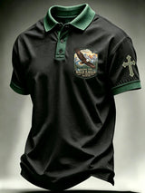 Men's Animal-Print Casual Polo Shirt
