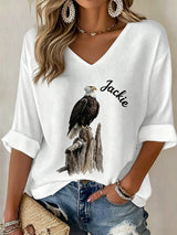 Women's Jackie and Shadow Print Waffle-Knit Casual T-Shirt