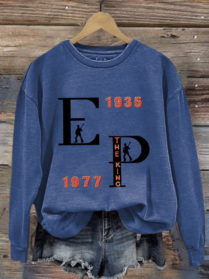 Retro King Of Rock Roll 1935-1977 Print Sweatshirt
