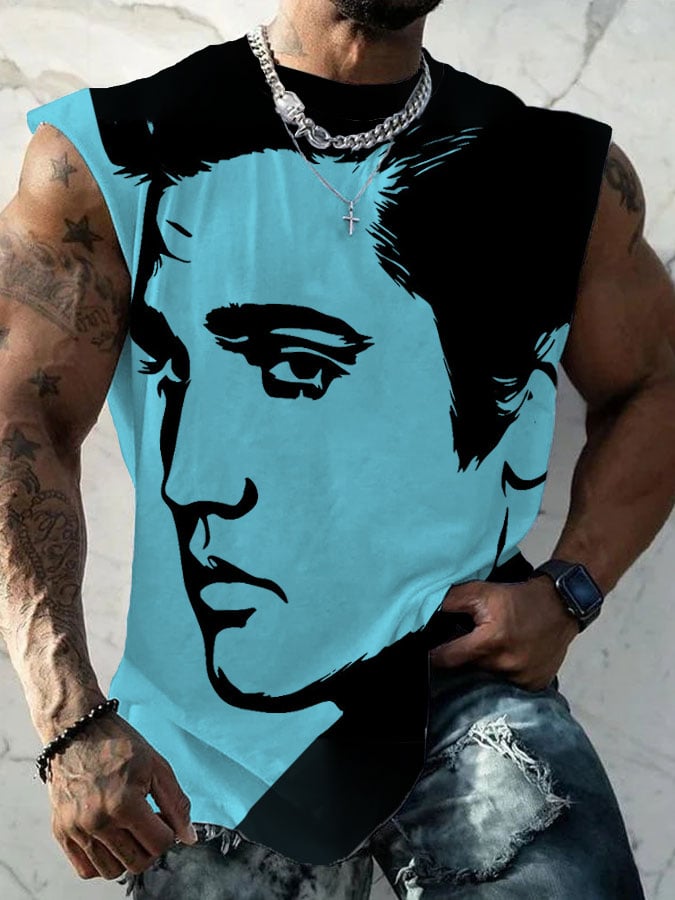 Men's Vintage Music Superstar Printed Tank Top