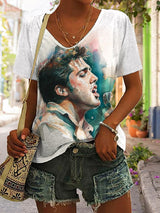 Women's The King Print V Neck T-Shirt
