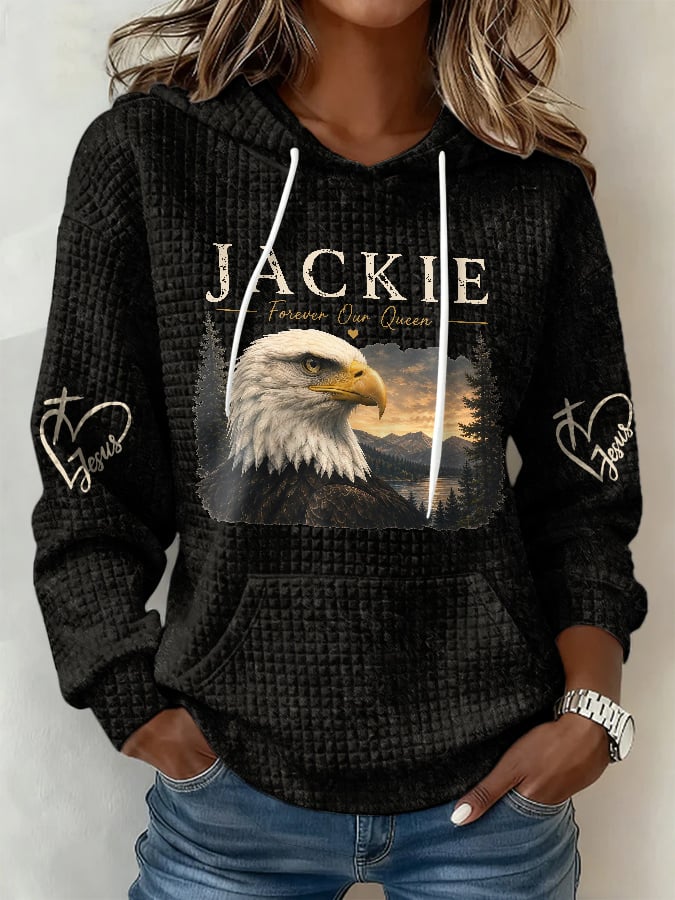 Retro Jackie Forever Our Queen Print Hoodie