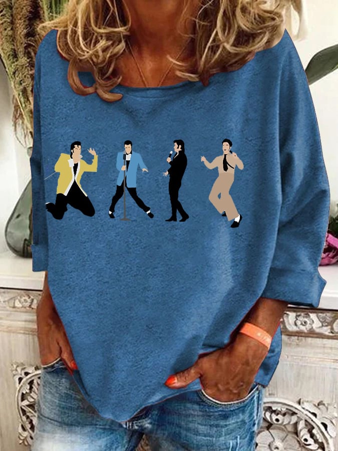 Retro King Of Rock Roll Print Sweatshirt