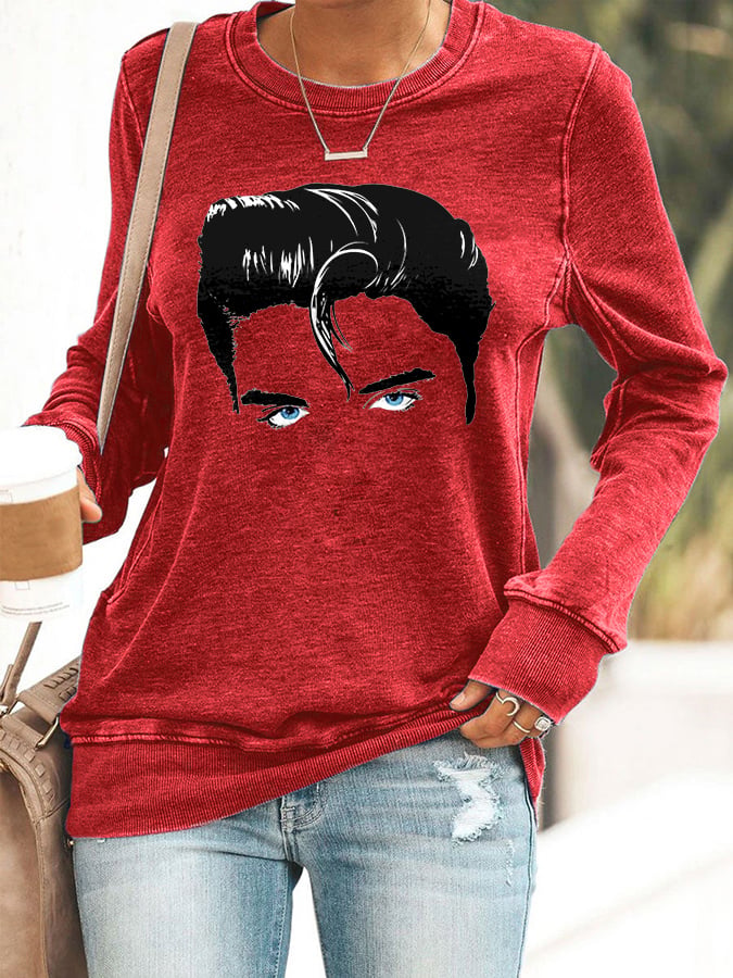 Retro King Of Rock Roll Print Sweatshirt