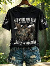 Retro Her Wings May Rest But Her Love Still Flies Jackie & Shadow Print T-Shirt
