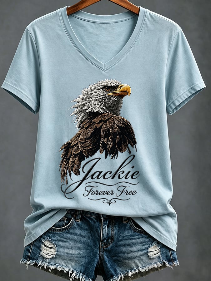 Women's Casual Bald Eagle "Jackie" Print Top