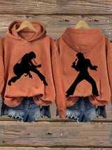 Retro King Of Rock Roll Print Hoodie
