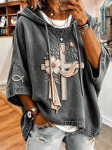Women's Faith Cross Print Hooded Sweatshirt