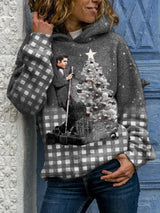 Women's Vintage Print Casual Hooded Sweatshirt