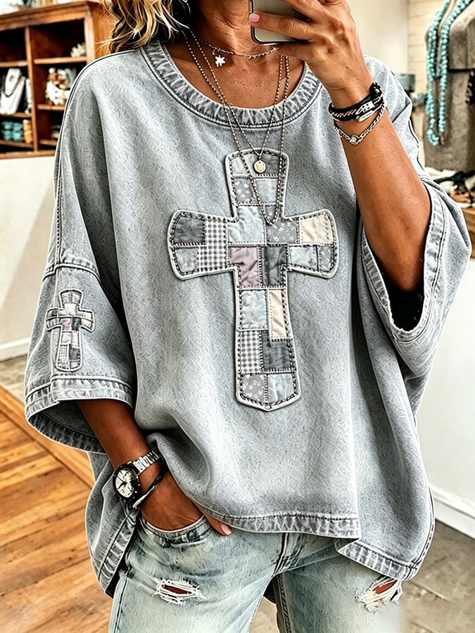 Women's God Is Good Faith Cross Print Hooded Sweatshirt