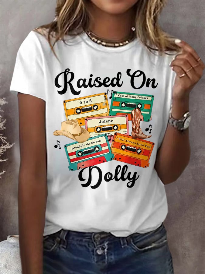 Retro Raised On Dolly Print T-Shirt