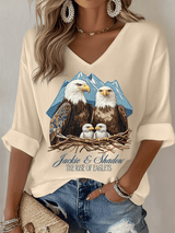 Women's Jackie and Shadow Print Waffle-Knit Casual T-Shirt