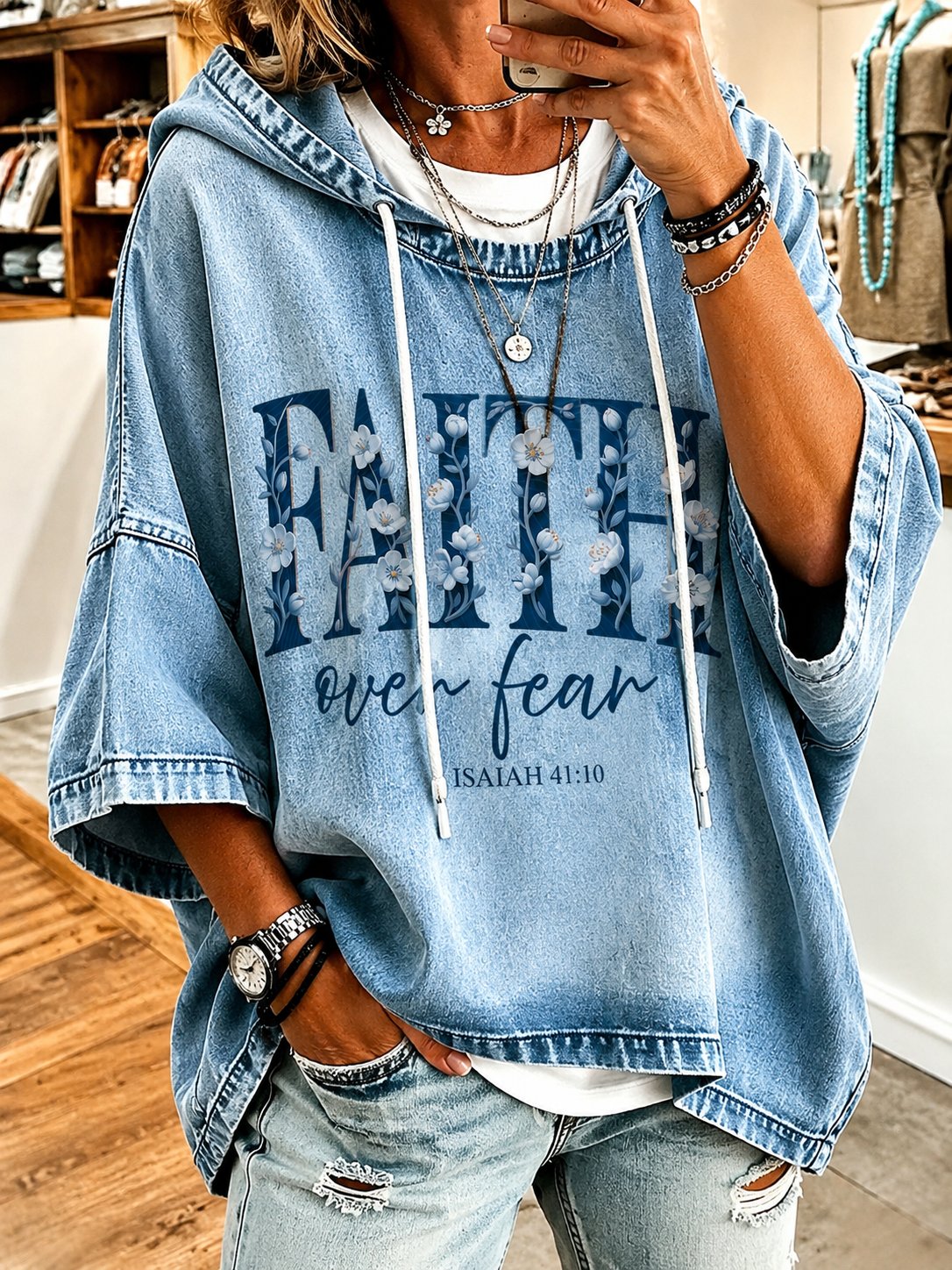 Women's  "Faith" Print Casual Top