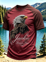 Men'S Casual Bald Eagle "Jackie" Print Crew-Neck Short-Sleeve T-Shirt
