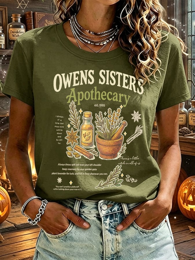 Women's Owens Sisters Apothecary Witch Print Casual T-shirt