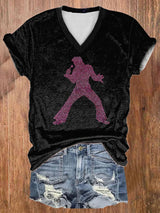 Women's Retro King Of Rock Roll Print T-Shirt