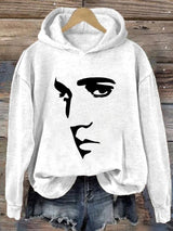 Retro King Of Rock Roll Printed Hoodie