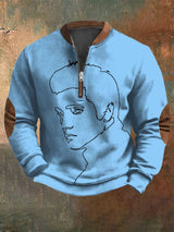 Men's Retro King Of Rock Roll Print Zip Sweatshirt